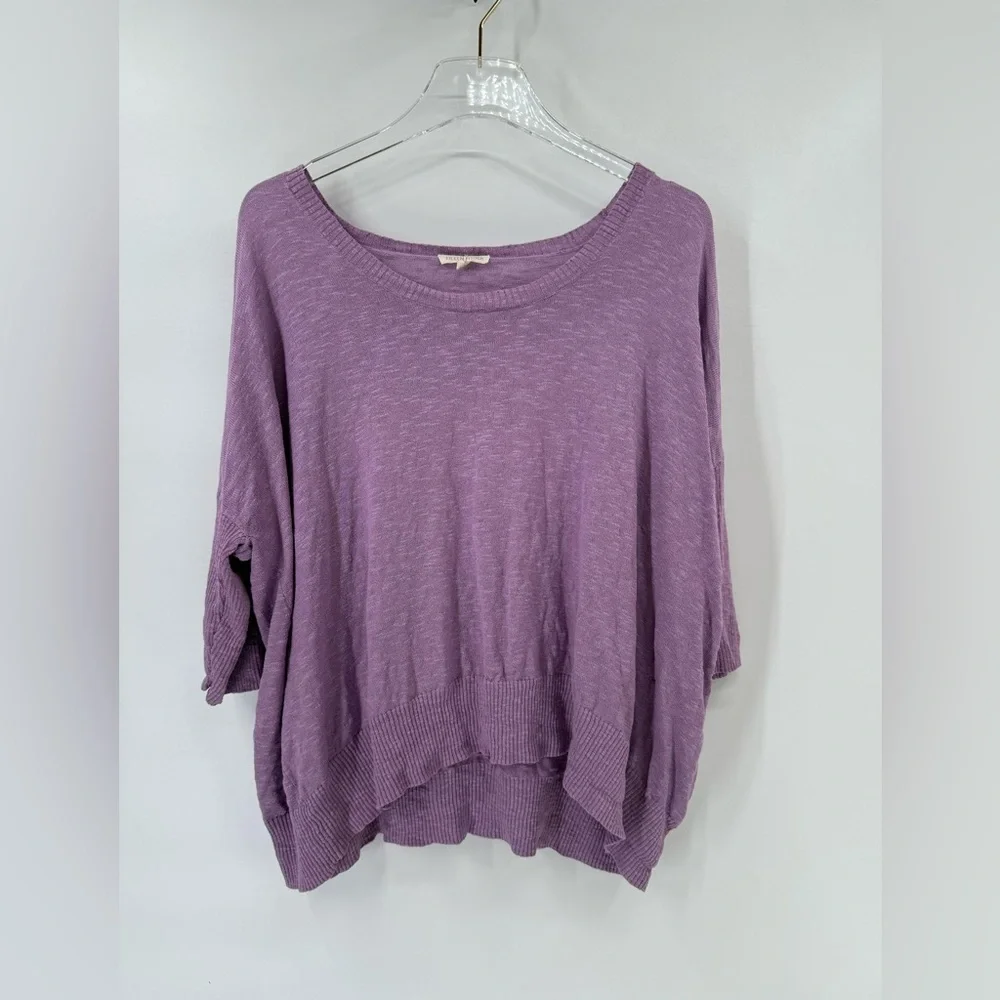 EILEEN FISHER‎ Lavender Dusk Purple Fine Gauge Linen Knit Box Sweater size M